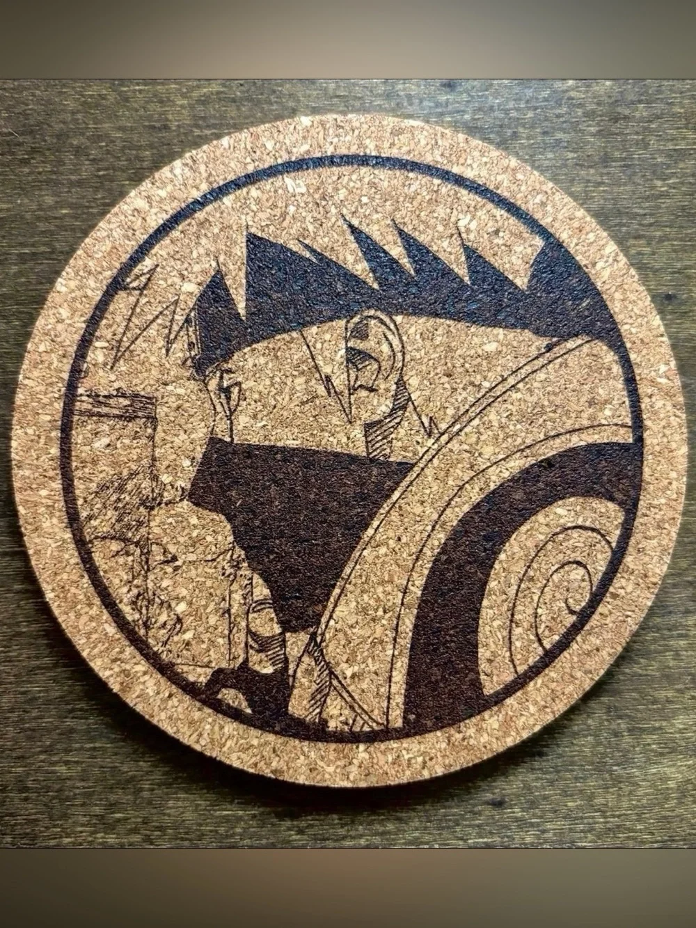 Naruto Kakashi Laser Engraved Cork Coaster #2